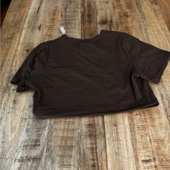 SKIMS Fits Everybody Super Cropped T-Shirt Cocoa Stretch Pullover Lounge 4X NEW - Picture 3 of 8